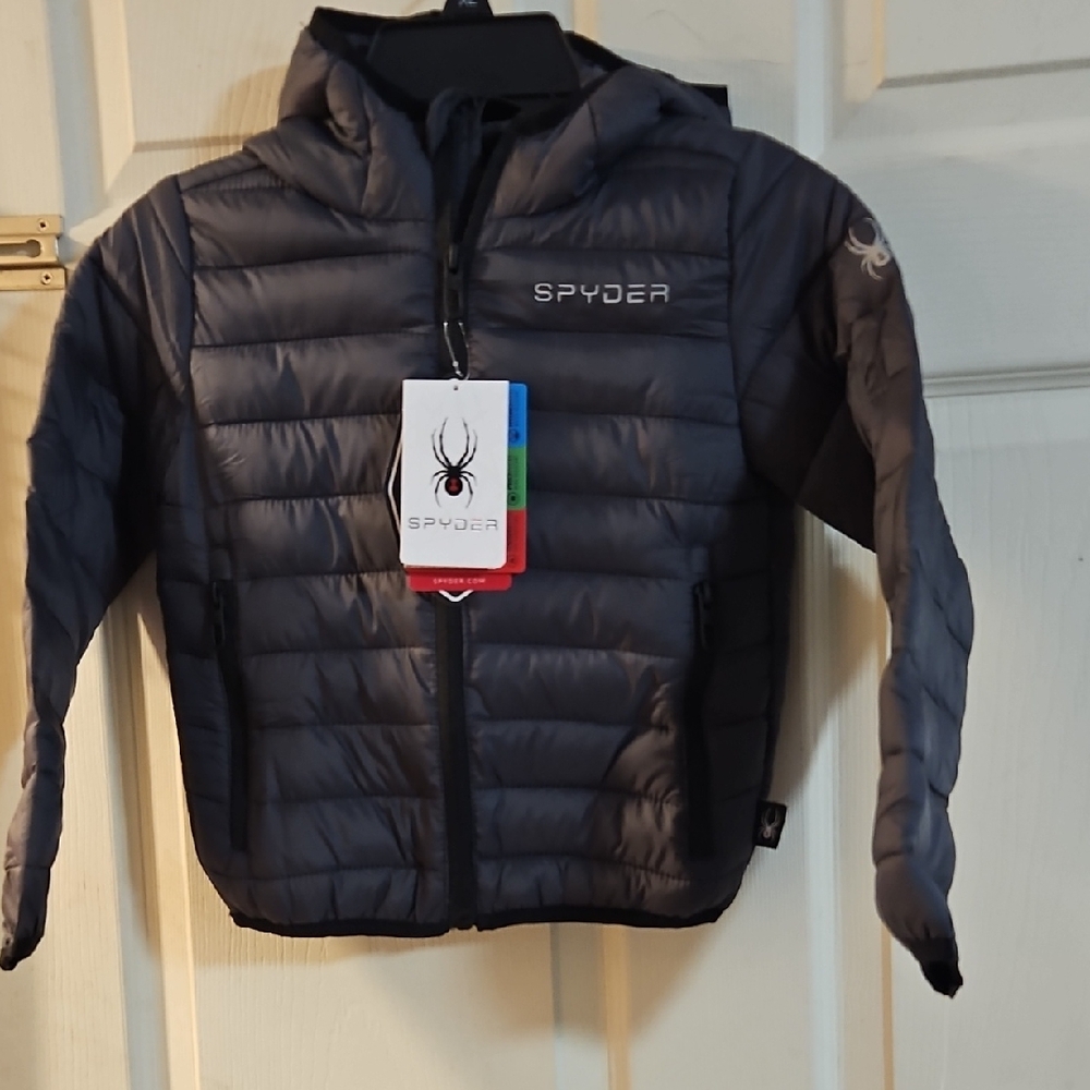 SPYDER BOYS PACKABLE PUFFER COAT: POLAR (GRAY): NEW WITH TAGS: SIZE 4